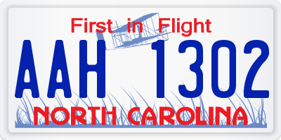 NC license plate AAH1302