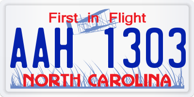 NC license plate AAH1303