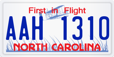 NC license plate AAH1310