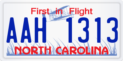 NC license plate AAH1313