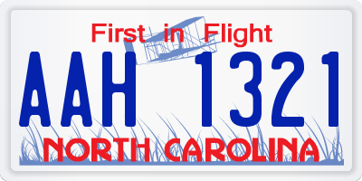 NC license plate AAH1321