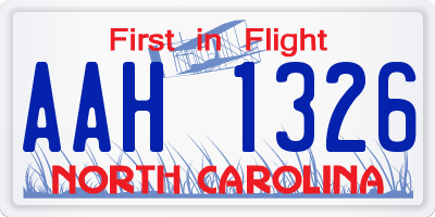 NC license plate AAH1326