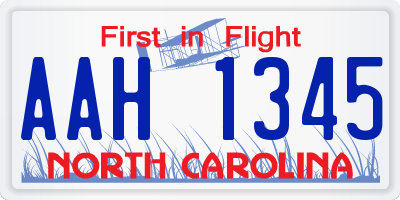 NC license plate AAH1345