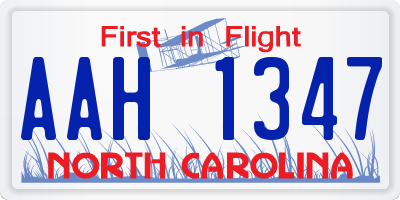 NC license plate AAH1347