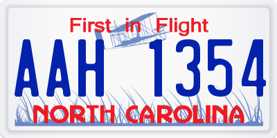 NC license plate AAH1354