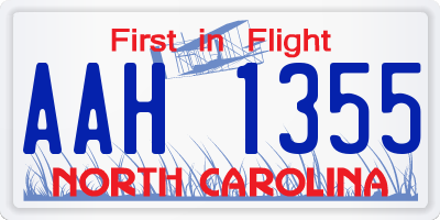 NC license plate AAH1355