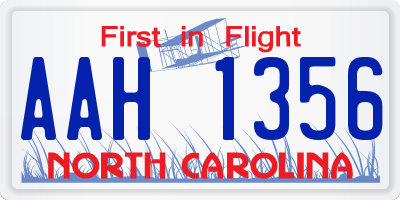 NC license plate AAH1356