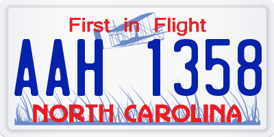 NC license plate AAH1358