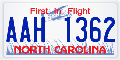 NC license plate AAH1362