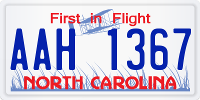 NC license plate AAH1367
