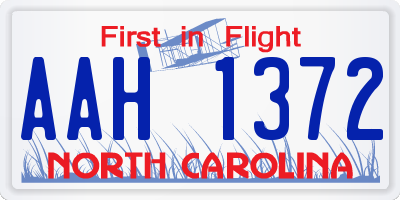 NC license plate AAH1372