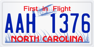 NC license plate AAH1376