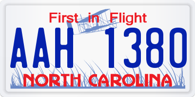 NC license plate AAH1380