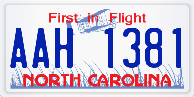 NC license plate AAH1381