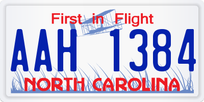 NC license plate AAH1384