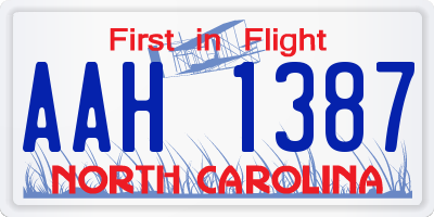 NC license plate AAH1387