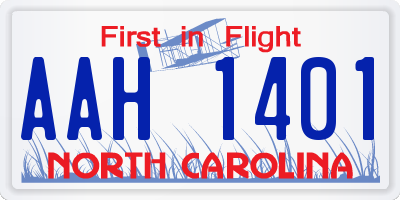 NC license plate AAH1401