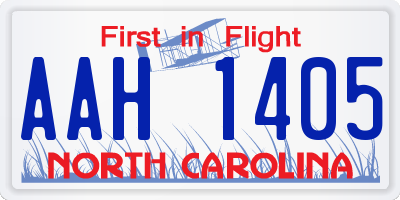 NC license plate AAH1405