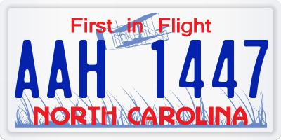 NC license plate AAH1447