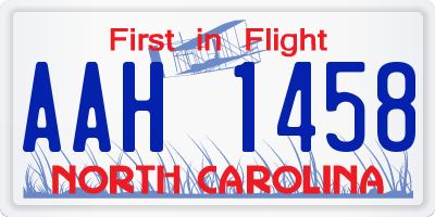 NC license plate AAH1458