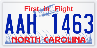 NC license plate AAH1463
