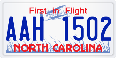 NC license plate AAH1502