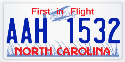 NC license plate AAH1532