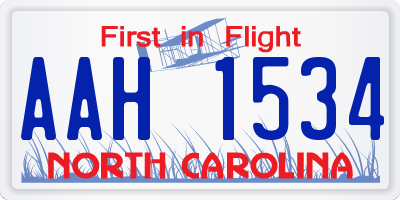 NC license plate AAH1534