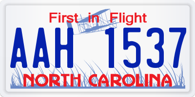 NC license plate AAH1537