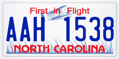 NC license plate AAH1538