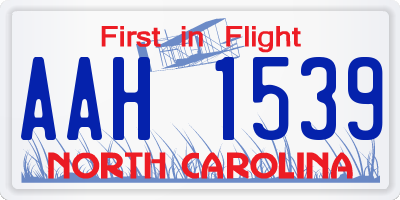 NC license plate AAH1539