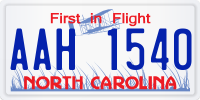 NC license plate AAH1540