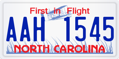 NC license plate AAH1545