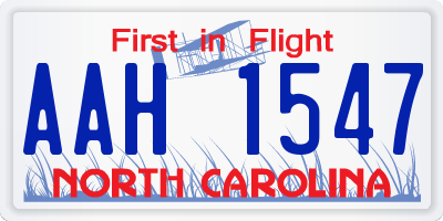 NC license plate AAH1547