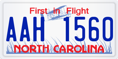 NC license plate AAH1560