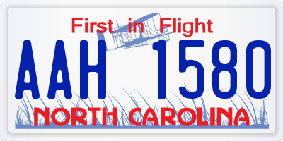 NC license plate AAH1580