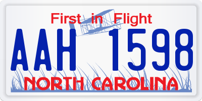 NC license plate AAH1598