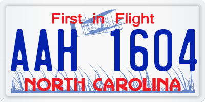 NC license plate AAH1604