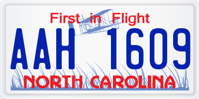 NC license plate AAH1609