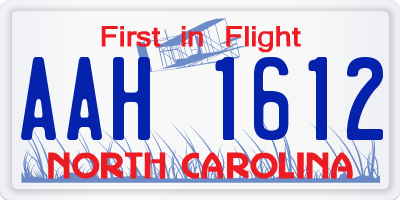 NC license plate AAH1612