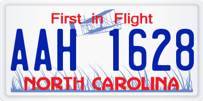 NC license plate AAH1628