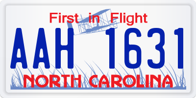 NC license plate AAH1631