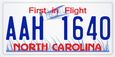 NC license plate AAH1640