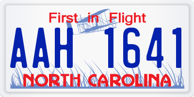 NC license plate AAH1641