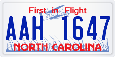NC license plate AAH1647