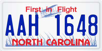 NC license plate AAH1648