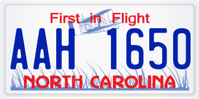 NC license plate AAH1650