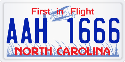 NC license plate AAH1666