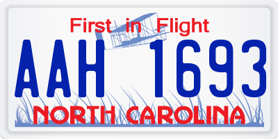 NC license plate AAH1693