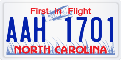 NC license plate AAH1701